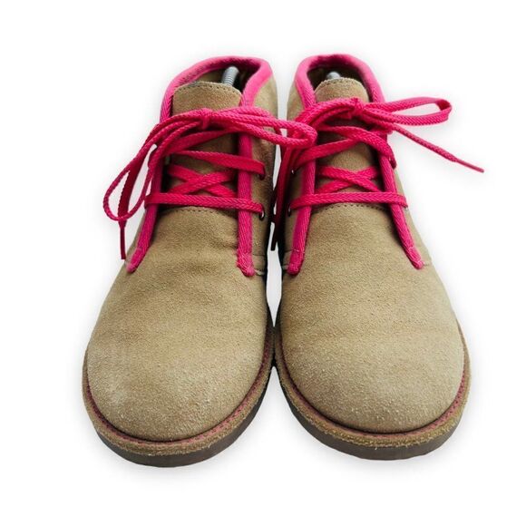 Lands' End Suede Chukka Boots Beige / Pink Youth Girls 4M - Picture 3 of 11